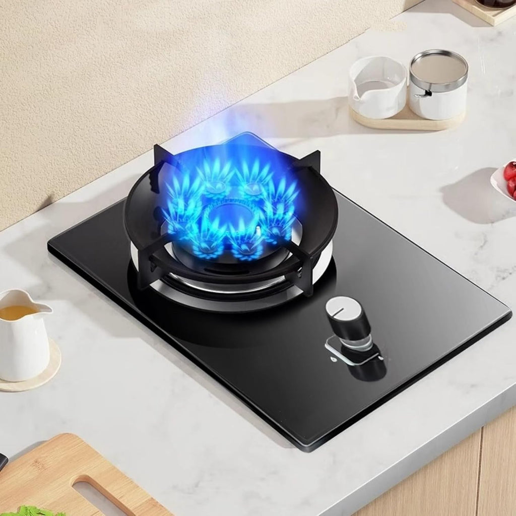 Gas Stove with 1 Burner,5.0KW Camping Gas Cooker,Gas/LP Gas Conversion Stove,Tempered Glass Cast Iron Pot Rack,with Flameout Protection,for Home Kitchen(LPG)