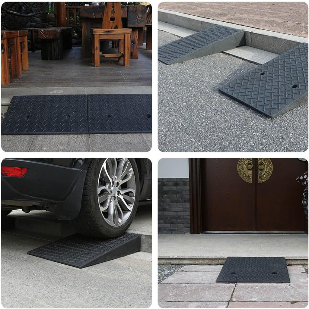 Curb Ramps, Anti-Slip Rubber Threshold Ramps, Car Ramps with Access for Cars, Motorcycles, Wheelchairs, Scooters, Trolleys(3.5in/9cm)