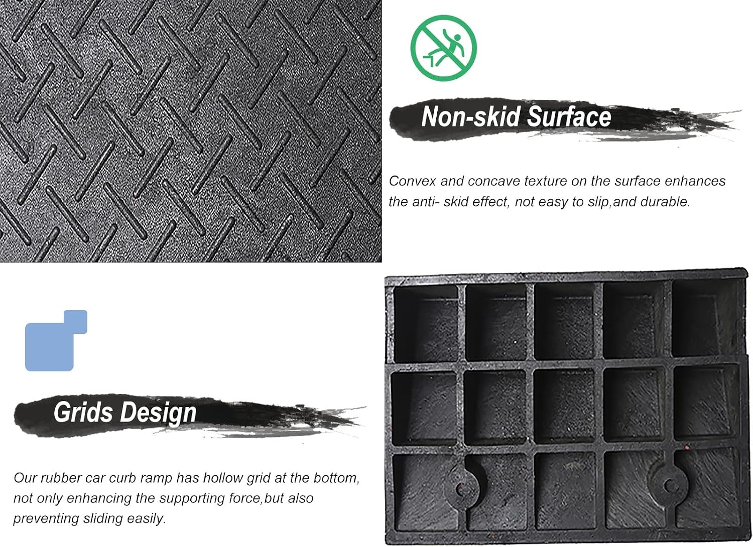 Driveway Curb Transition Ramp Threshold for Indoor Outdoor, 3.5/4/4.5/5 Inches Rise Heavy Duty Rubber Bridging Entry Ramp, Easy to Install (OneColor 10cm/4in Rise)