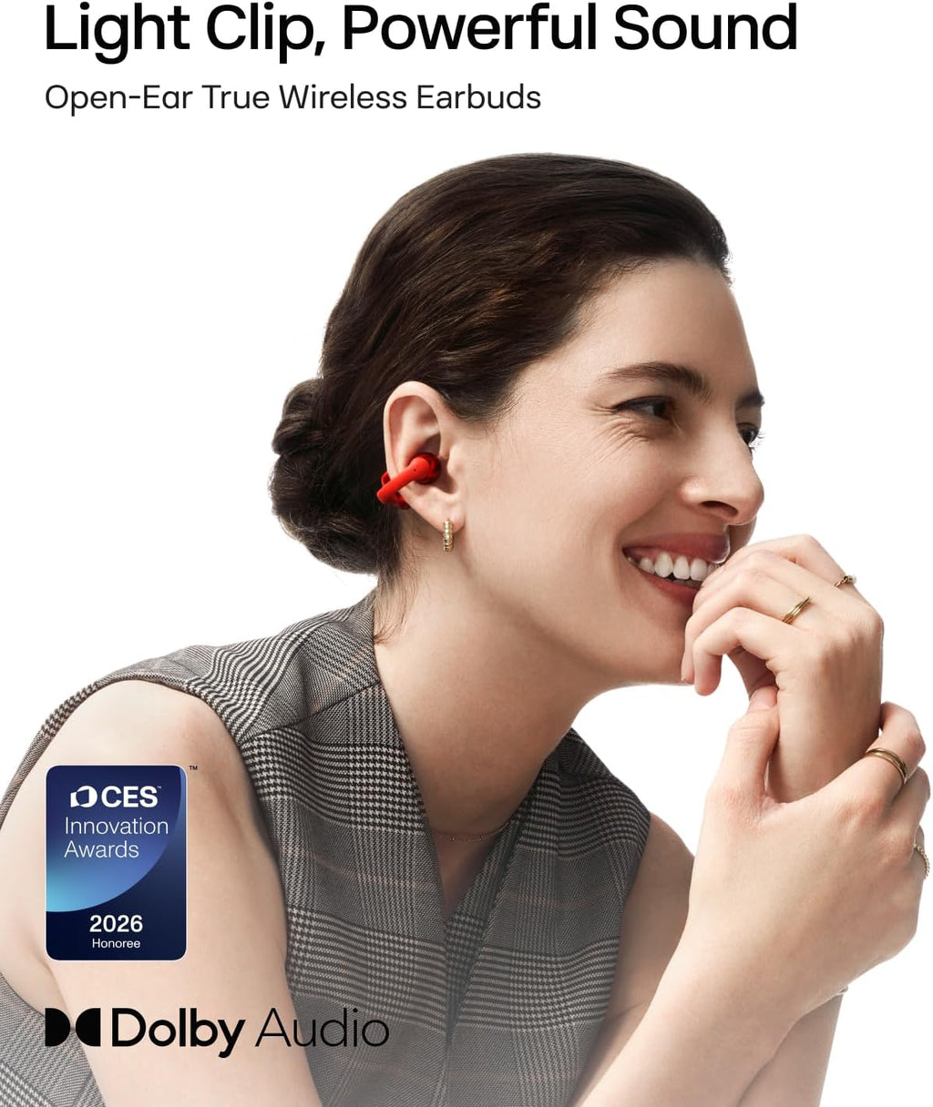 SHOKZ OpenDots ONE-Open-Ear Headphones, Clip-On Earbuds-Wireless Bluetooth Earbuds with Microphone-Secure, Lightweight, Comfort-Premium Dolby Audio-Water Resistant-Fast Charging-Up to 40 hrs Playtime