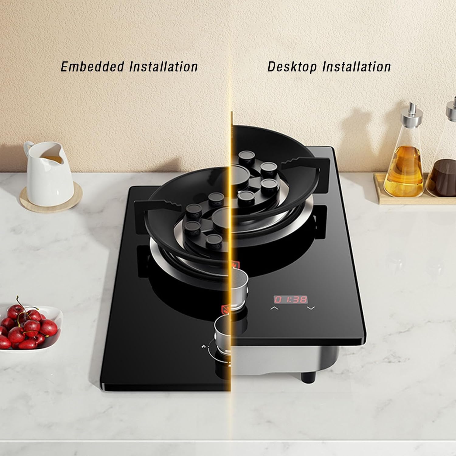 Propane Gas Stove,Tempered Glass Single Burner Propane Stove,Desktop Propane Gas Stove,Max 17742.4BTU Suitable for Kitchens, Apartments (Color : LPG)