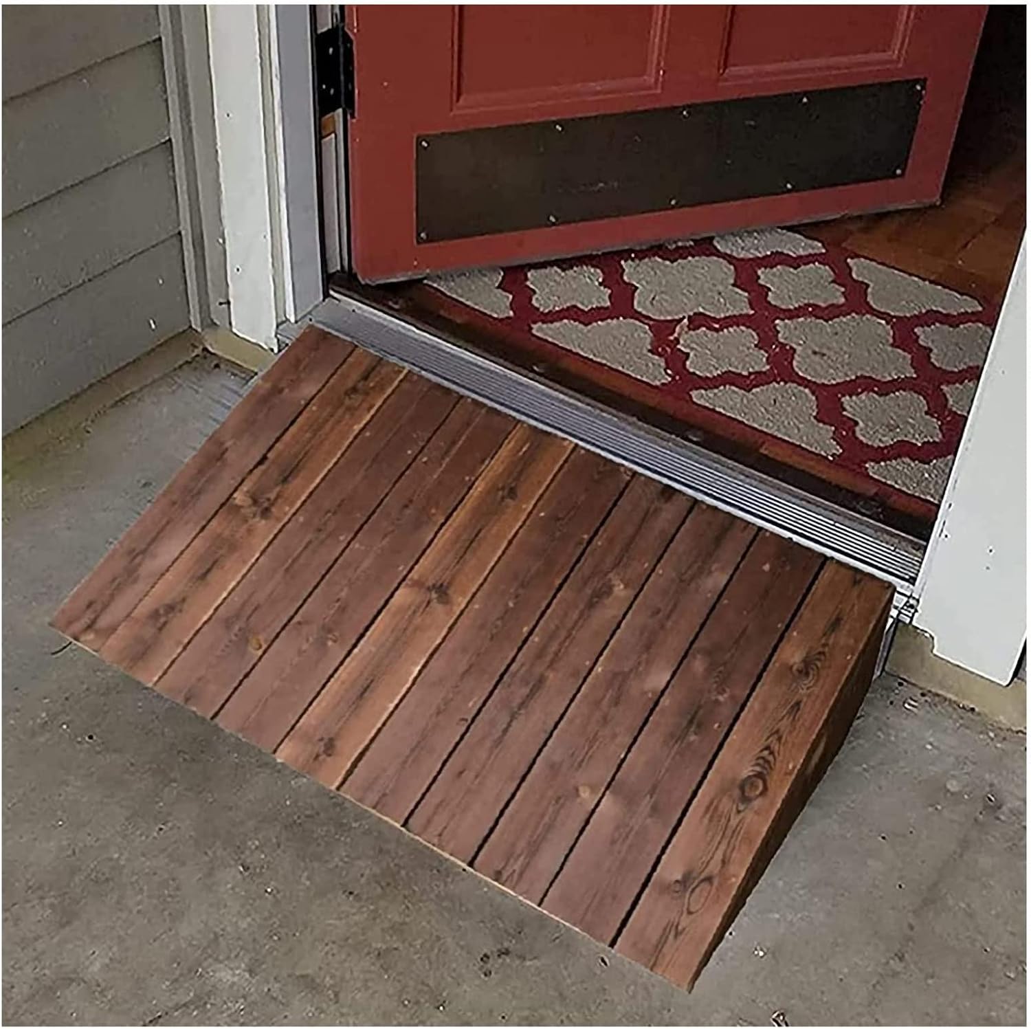 Rustic Wooden Threshold Ramp, 4' 7' 8' 10' 12' Rise Porch Wheelchair Ramps, Non Slip Portable Home Entry Ramps (Size : 35.4x31.5x10in/90x80x25cm)