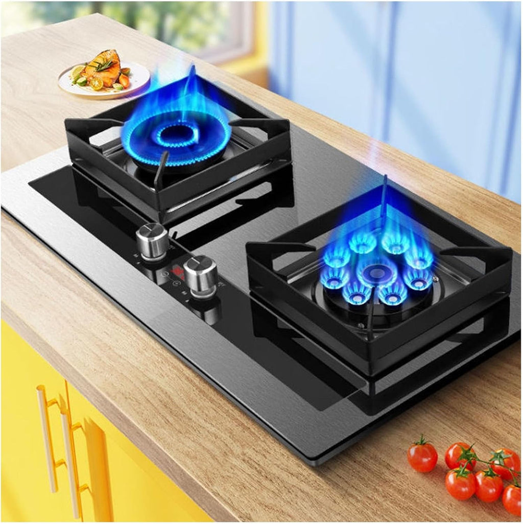 Propane Stove,2 Burners Portable Propane Stove,Stainless Steel Gas Cooktop,Maximum 17742.4BTU for Family Restaurants and Food Trucks (Color : LPG, Size : Style 2)