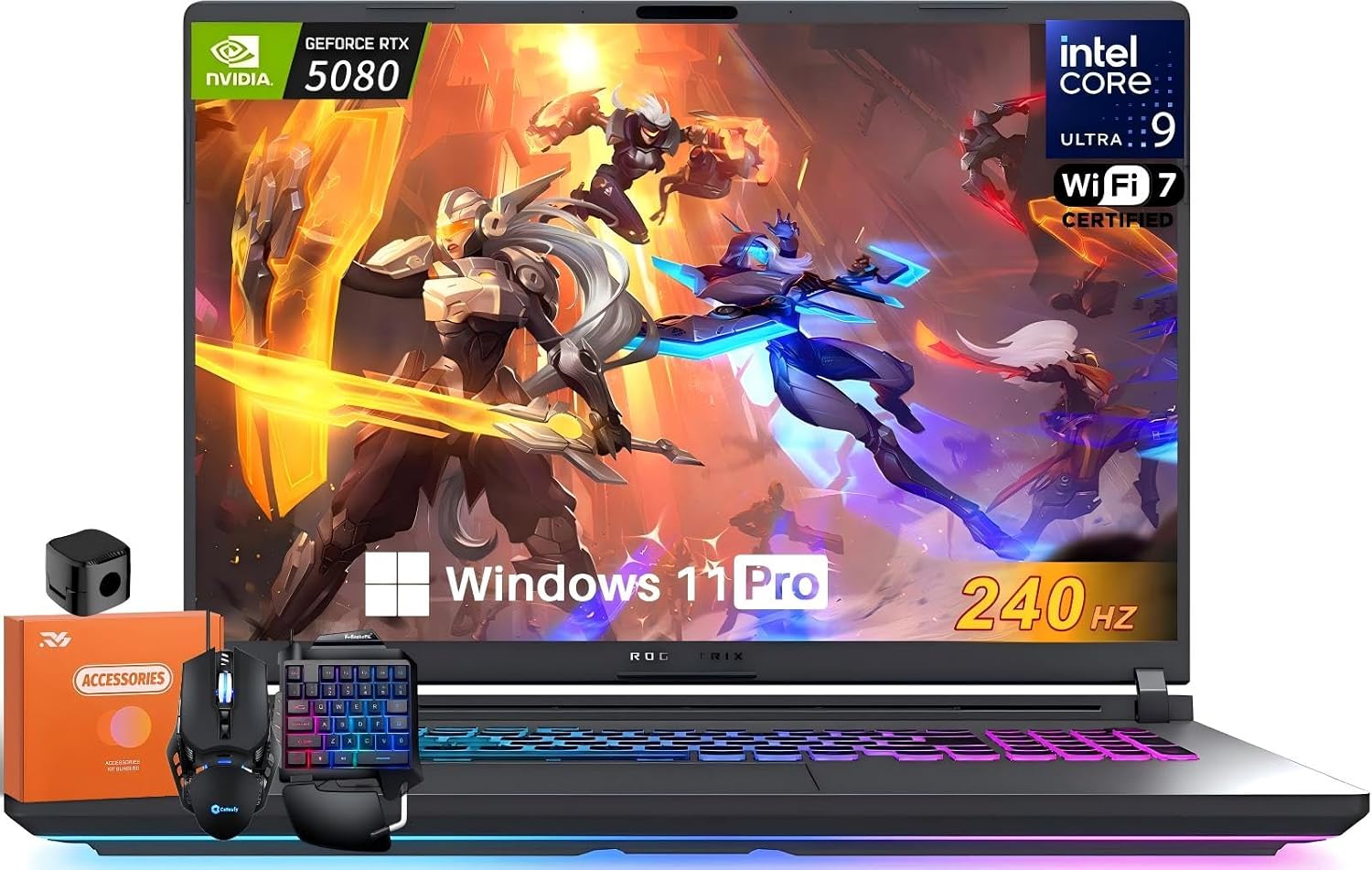 ASUS ROG Strix G18 Gaming Laptop 2025, GeForce RTX 5080 16GB DDR7, Intel Ultra 9 275HX, 18' 2.5K 240Hz Nebula Display, 64 GB DDR5, 2 TB SSD, Wi-Fi 7, RGB Backlit KB, Windows 11 Pro, w/Accessories