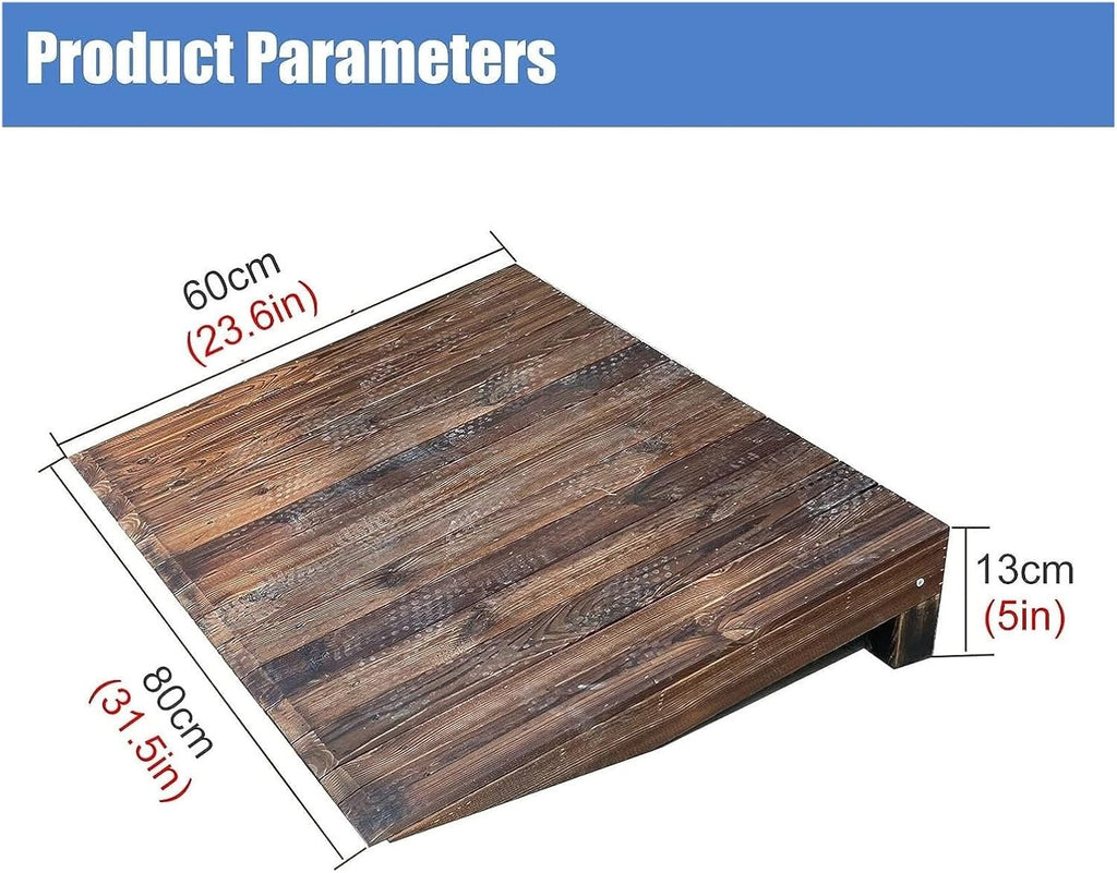 4' 7' 8' Rise Door Ramp for Wheelchairs, Wooden Threshold Ramps for Doorways, Non Slip Portable Home Entry Ramps(80x60x13cm/31.5x23.6x5in)