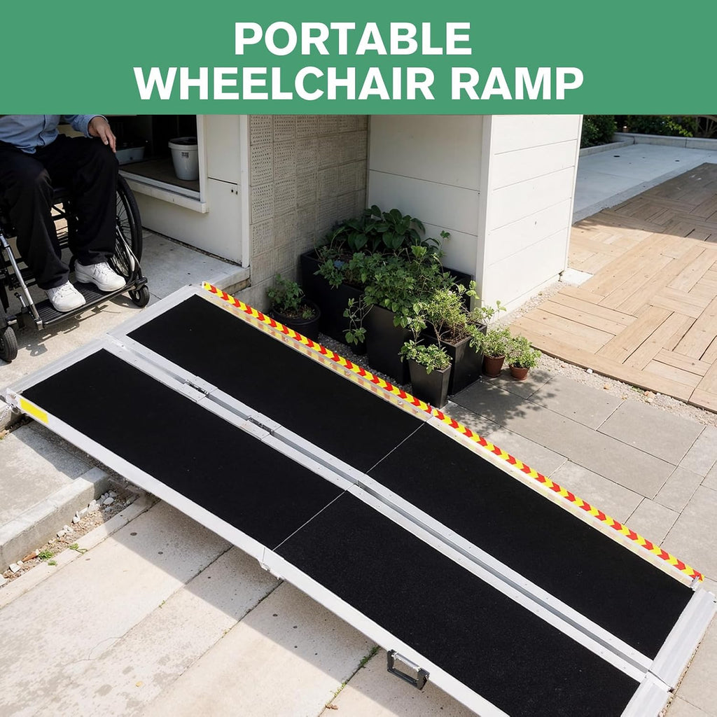 Portable Wheelchair Ramp Folding Aluminum Door Threshold Wheelchair Ramp Wheel Chair Ramp for Home Steps Stairs Entry Threshold Doorways