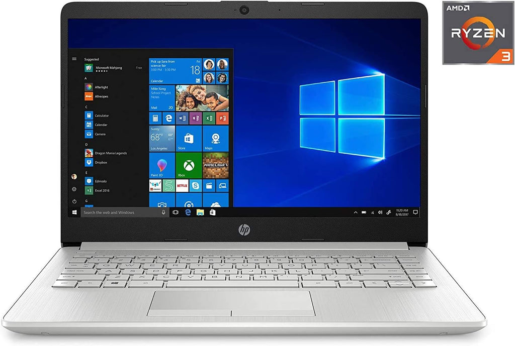 HP 14-fq0032ms Laptop for Business and Student, 14'' LED Touchscreen, AMD Ryzen 3 3250U Processor(up to 3.5 GHz), 8GB RAM, 128GB SSD, Webcam, WiFi, Ethernet, HDMI, USB-A&C, Win10, Natural Silver