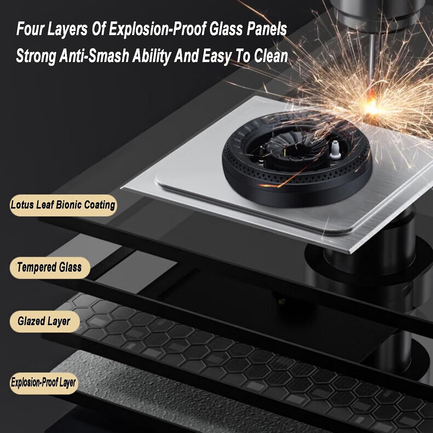 Gas Stove 1 Burner,5.2KW Tempered Glass Cast Copper Stove,NG/LPG Conversion Stove,Desktop/Embedded Dual Use,Multi-Speed Adjustment and Flameout Protection(LPG)