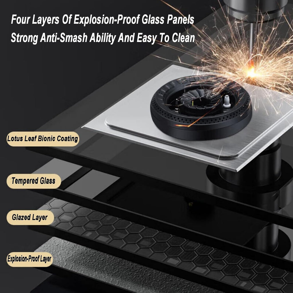 Gas Stove Single Burner,5.2KW High Flame Burner,Tempered Glass Cooktop,NG/LPG Convertible Stove,Desktop Embedded Dual-Purpose,with Flameout Protection(NG)