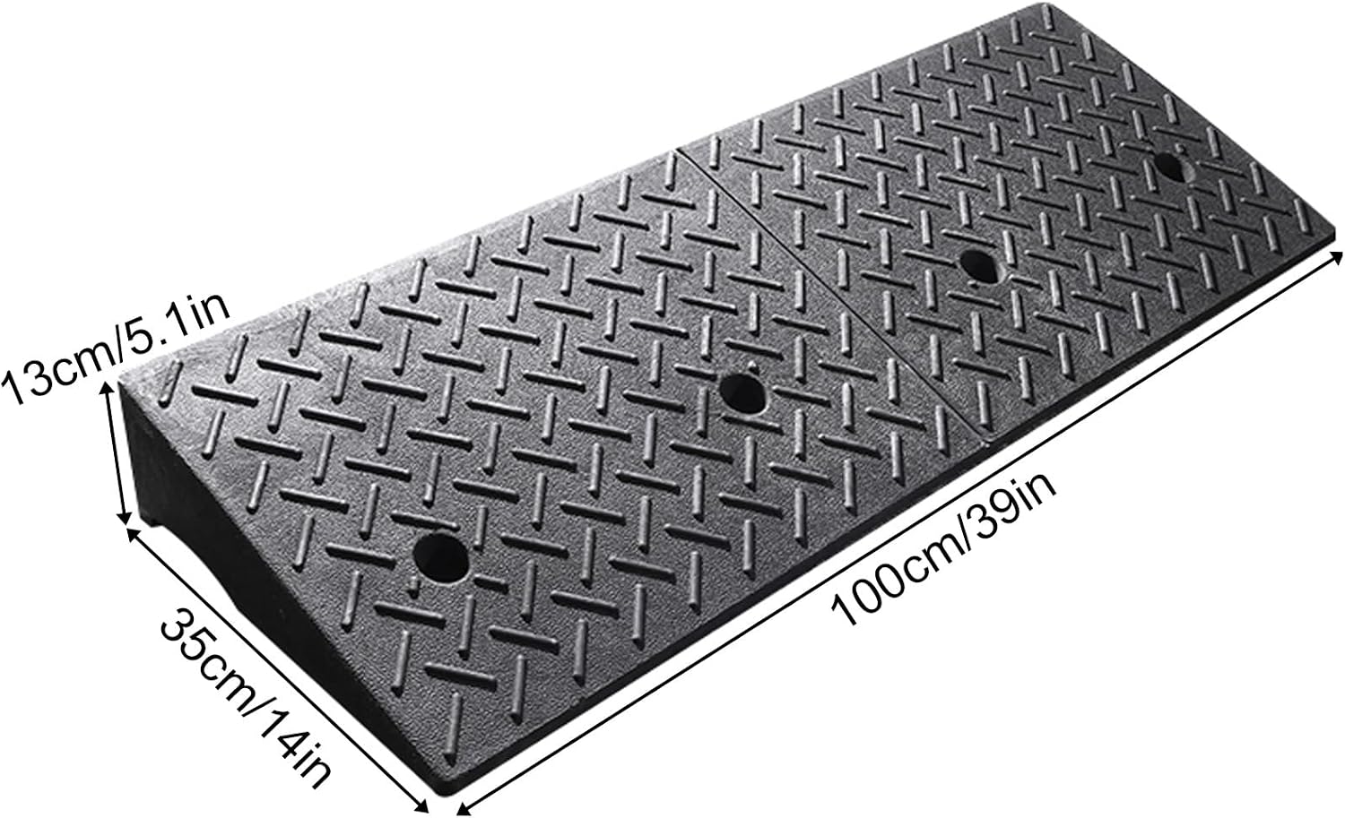 Rubber and Plastic Curb Ramp, Multiple, Threshold Ramp, Strong Load-Bearing, Suitable for Entryway, Bike, Pets, Sidewalk(100 * 35 * 13cm/39 * 14 * 5.1in)