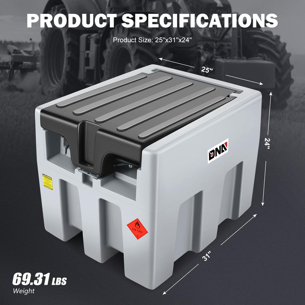 DNA MOTORING 200L Portable Diesel Tank 58 Gallon with 12V Electric Transfer Pump for Easy Fuel Transportation,TOOLS-00304