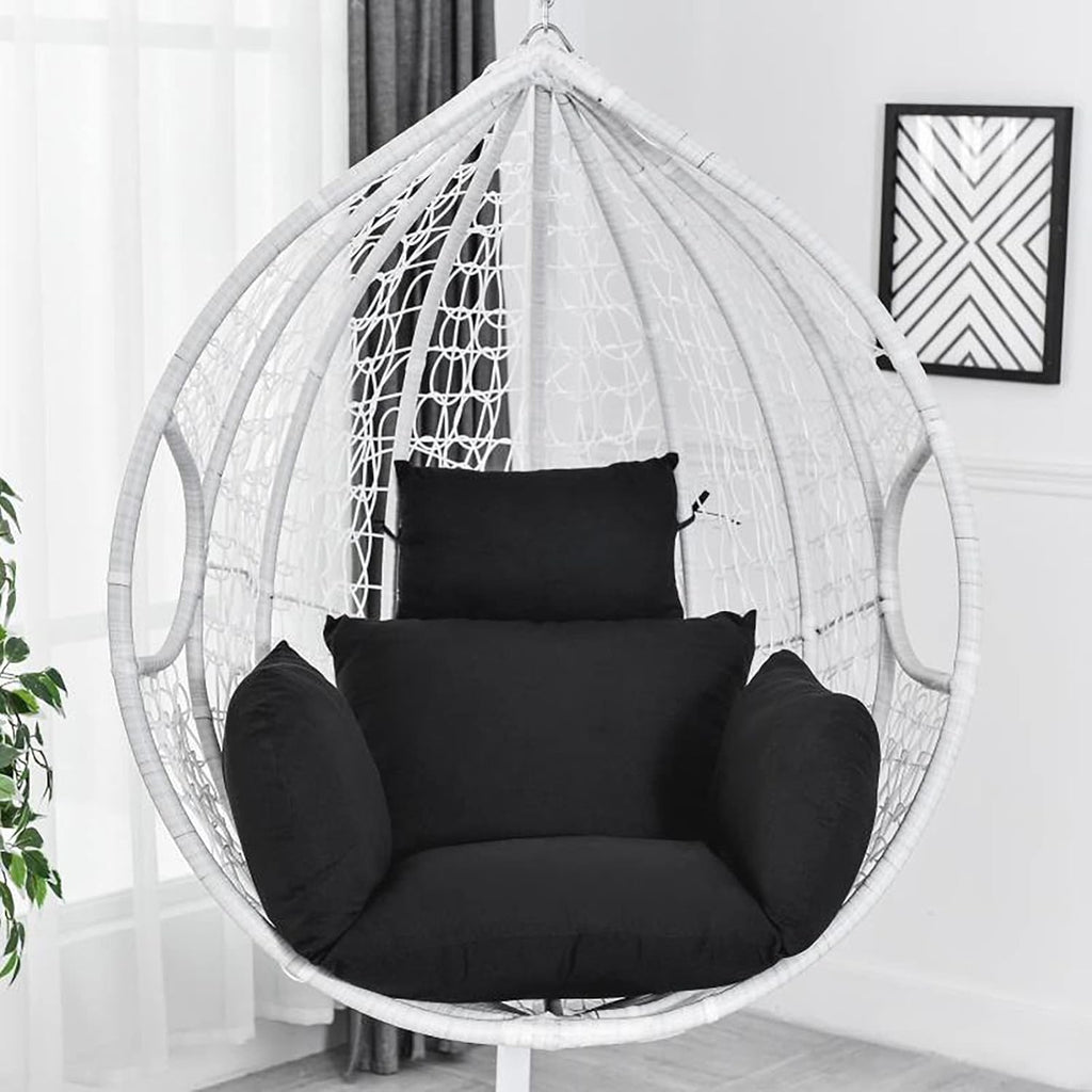 HUHJYUGE Egg Chair Cushion Only, Outdoor Hanging Swing Chair Seat Cushion Replacement, Thicken Waterproof Washable Hammock Chair Cushion with Headrest and Armrests, for Garden