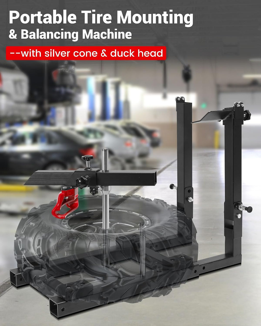 Manual Tire Changer Machine, Portable Tire Mounting & Balancing Machine with Duck Head, Fit for Motorcycles, Lawn Mower, Bike, ATV, UTV, Golf Cart, Electric Bikes