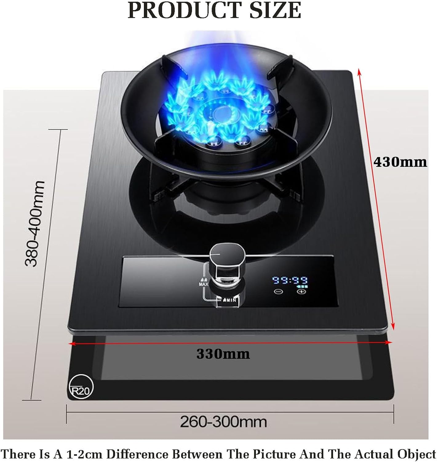Gas Cooker 1 Burner,Countertop Stove 5.2KW,Tempered Glass Dining Table Cooking,with Flameout Protection and Timer,NG/LPG Gas Conversion(NG)