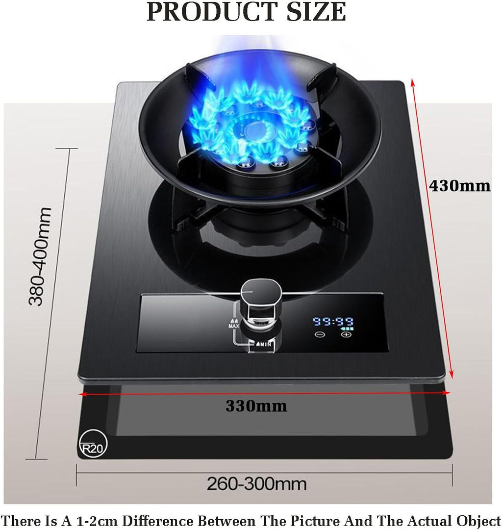 Gas Cooker 1 Burner,Countertop Stove 5.2KW,Tempered Glass Dining Table Cooking,with Flameout Protection and Timer,NG/LPG Gas Conversion(LPG)