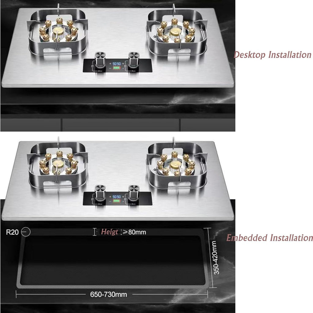 Propane Stove,2 Burners Portable Propane Stove,Stainless Steel Gas Cooktop,Maximum 17742.4BTU Suitable for Kitchen Apartments and RV (Color : NG, Size : Style 2)