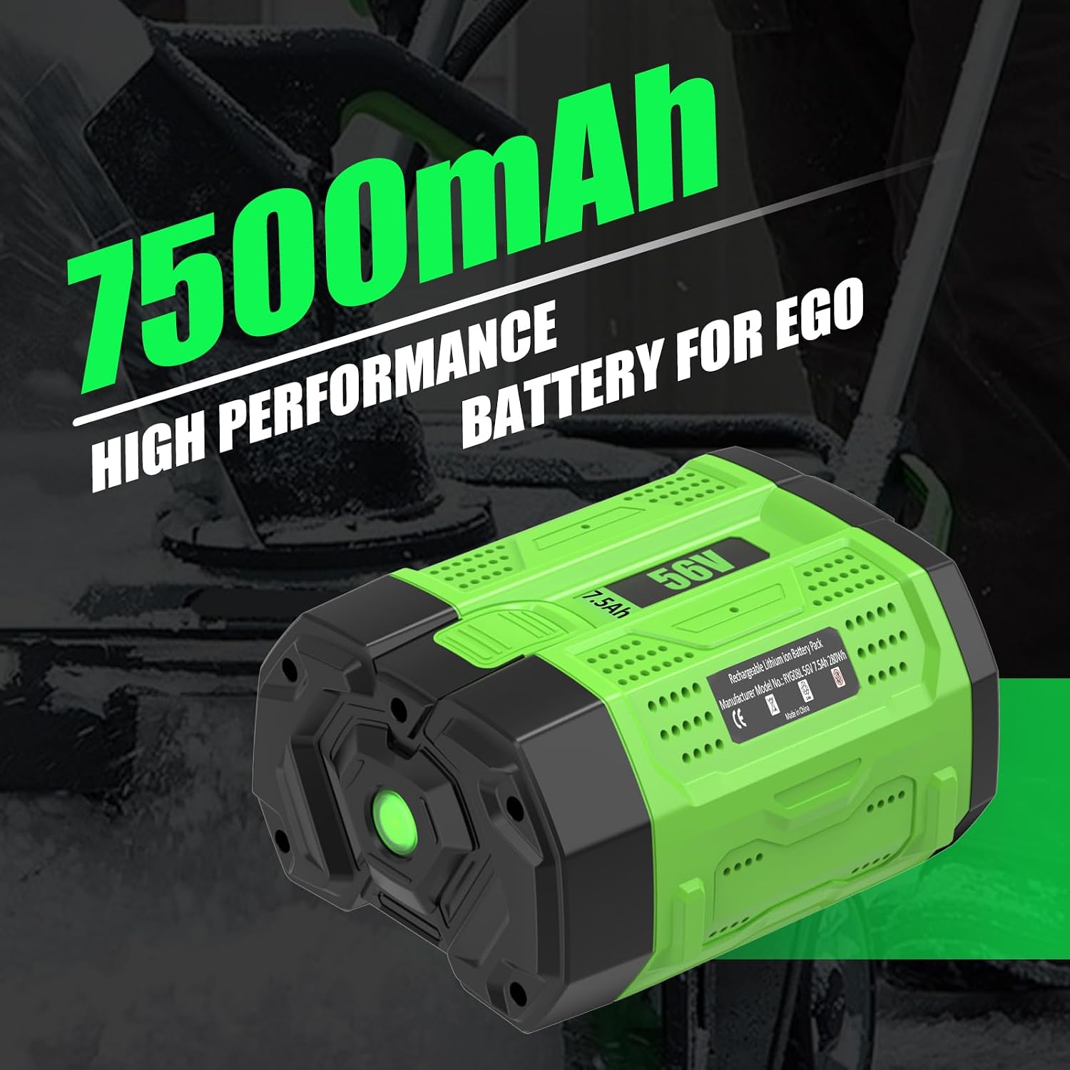 Enermall 2Pack 56V 7500mAh Replacement Battery for EGO 56V Battery BA2800T Compatible with EGO 56 Volt Battery Tools Lawn Mower Leaf Blower