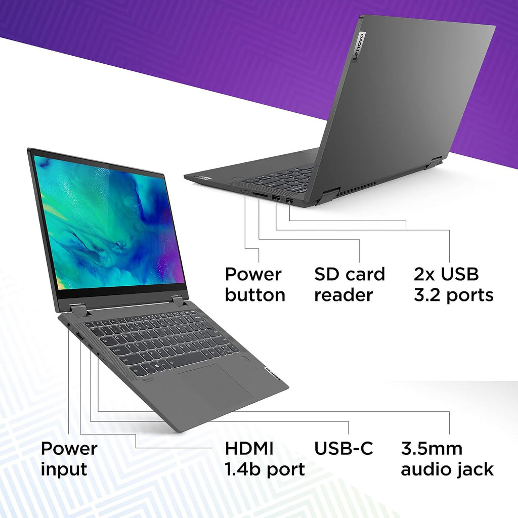 Lenovo Flex 5 Laptop, 14.0' FHD Touch Display, AMD Ryzen 5 5500U, 16GB RAM, 256GB Storage, AMD Radeon Graphics, Windows 11 Home, Graphite Grey