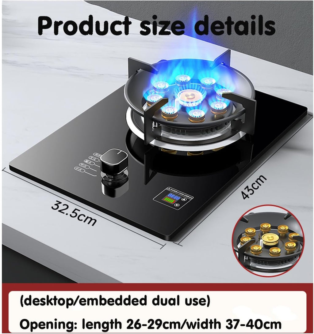 Gas Cooktop 1 Burner, 5.2KW 9-Chamber Fire Ring Wok Burner with Flameout Protection Timer, Anti-Gas Leakage Flame Protection, LPG/Natural Gas Kit (Size : NG)