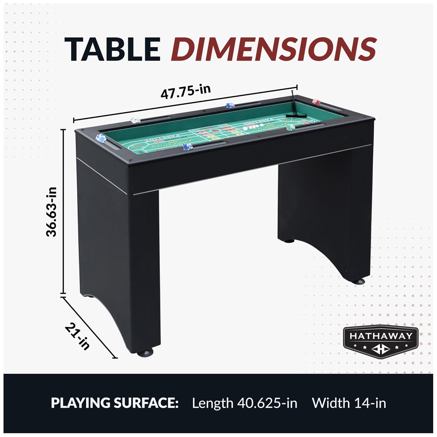 Hathaway Classic Monte Carlo 4 in 1 Casino Game Table - Includes Craps Table, Roulette Table Top, Blackjack Table Top Which Can Be Used as Poker Table Top, Bar Table Top, & Complete Game Accessories