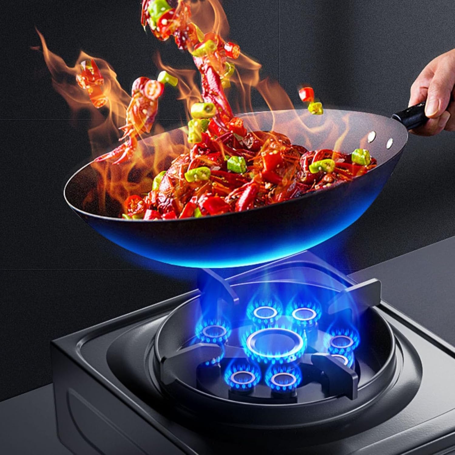 Gas Stove,Desktop Nine Chamber Stove Cooktop,1 Burners Gas Stoves Cooktop with Thermocouple Protection,Suitable for Home,Heat Load 17742.4BTU,NG/LPG (Color : LPG), 54768
