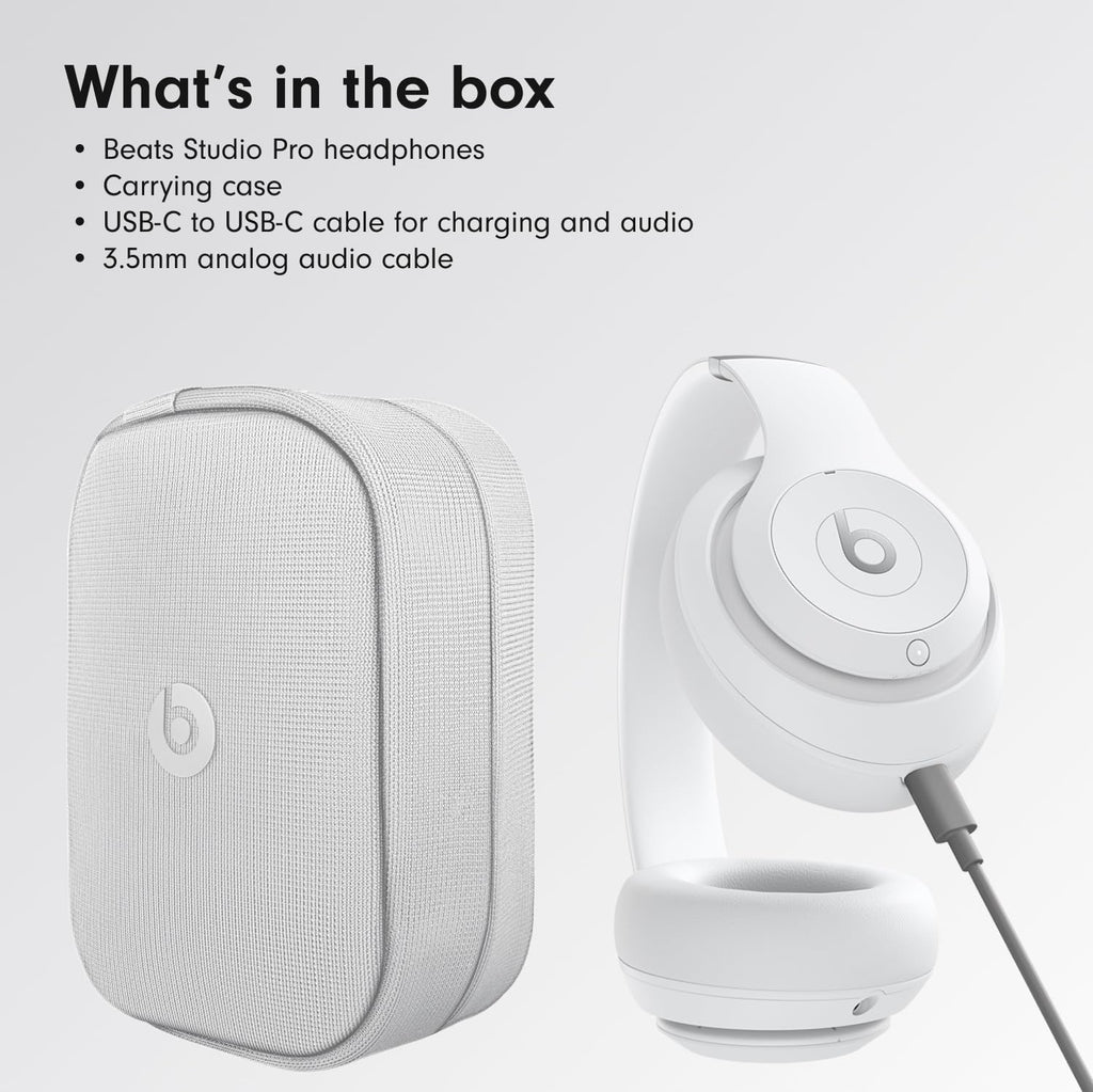 Beats Studio Pro Bluetooth Noise Cancelling Headphones with Apple 20W USB-C Power Adapter - Matte White