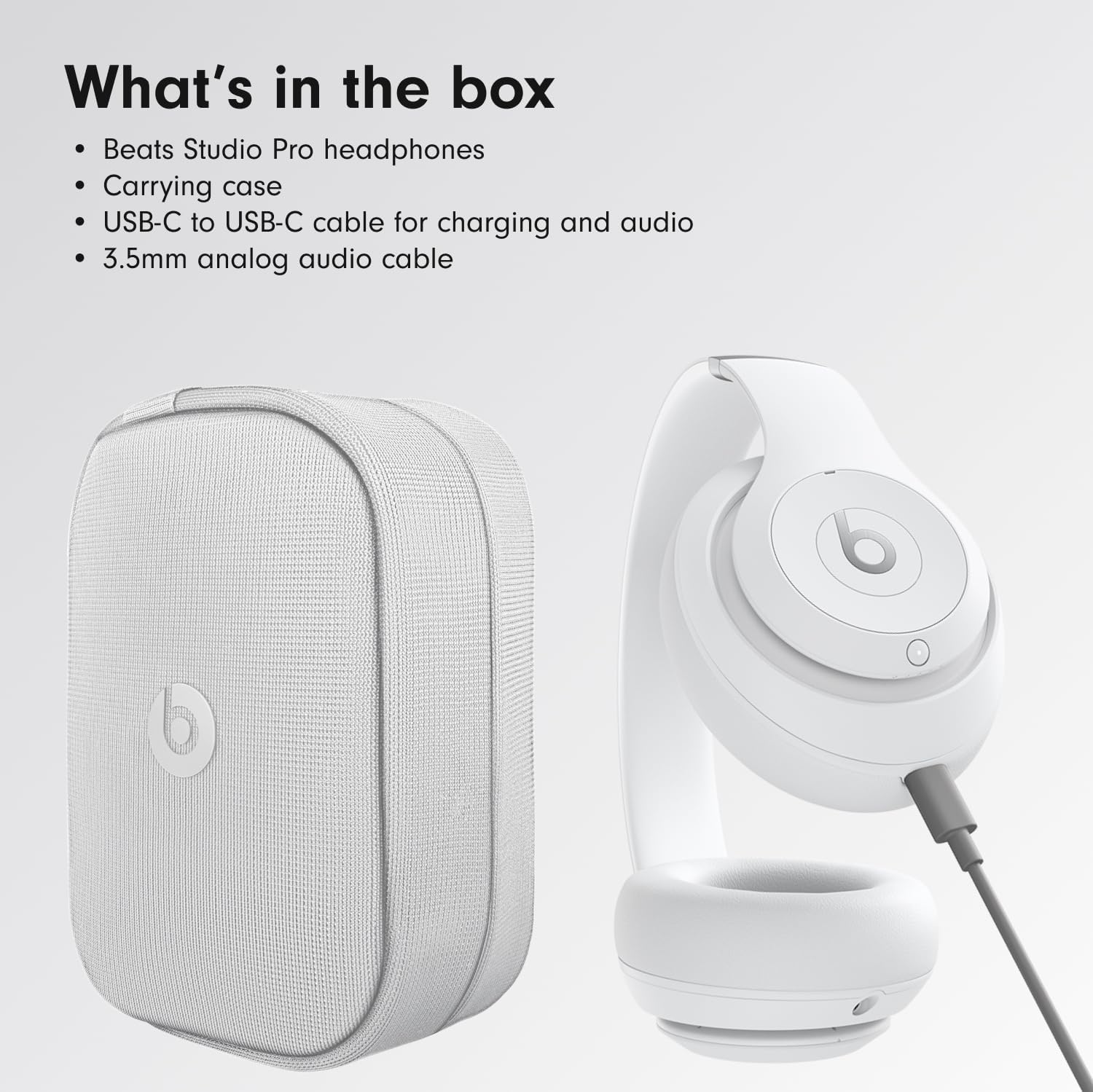 Beats Studio Pro Bluetooth Noise Cancelling Headphones with Apple 20W USB-C Power Adapter - Matte White