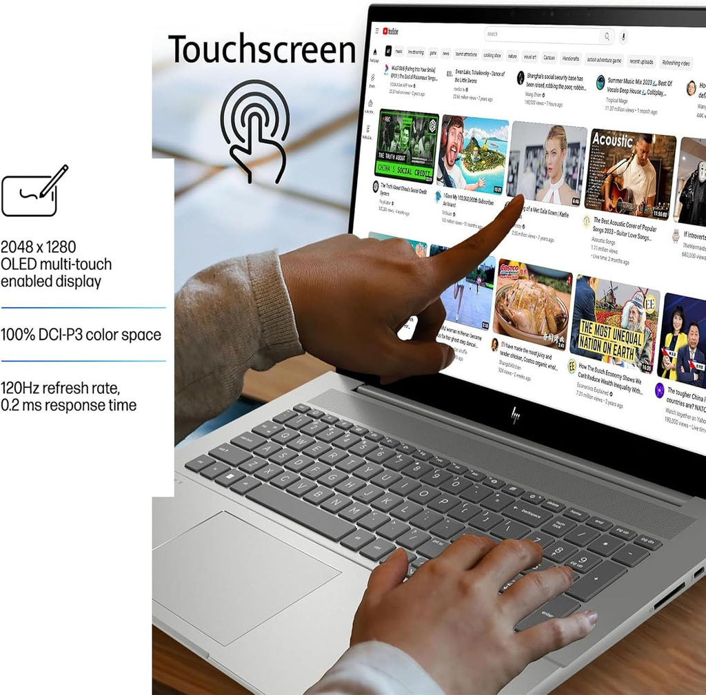 HP OmniBook X Touchscreen Laptop - Intel Core Ultra 7 255H - RTX 4050-16inch OLED Display 120Hz -48GB RAM| 2TB SSD -Backlit Keyboard -Video Editing Laptop Business College -Windows 11 Office 365