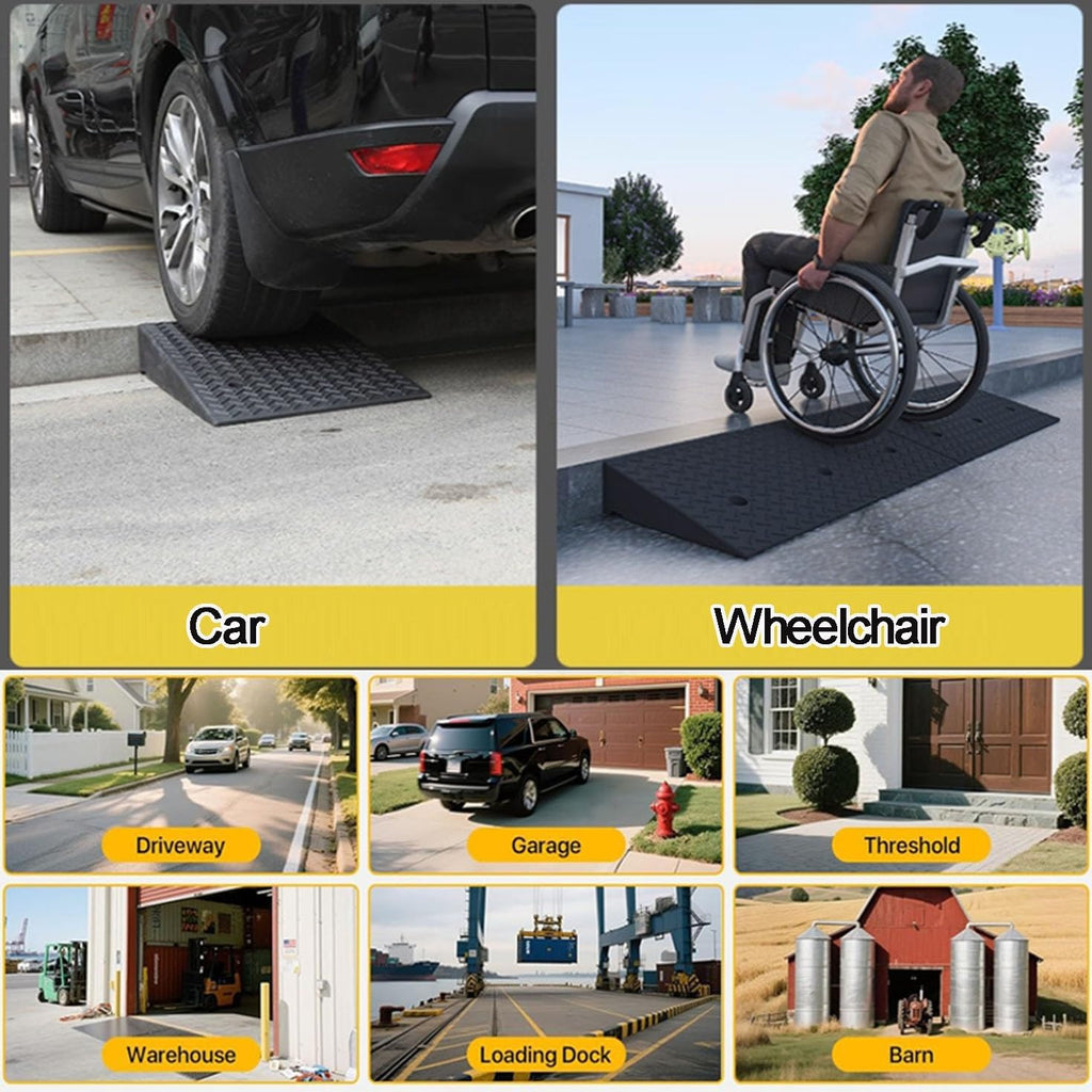 Rubber Kerb Ramp, Heavy Duty Threshold Ramps,Height 3.9/4.3/4.7/5.1/5.5/5.9 inches,Curb Ramp for Driveway, Mobility Scooter/Door/Step(Height 10cm (4 inch))