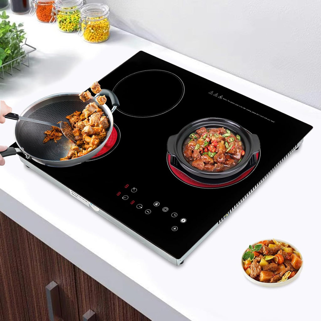 3 Burner Electric Cooktop Portable Ceramic Cooktop 2600W 110V Built-In Electric Stove Sensor Touch Control Countertop Electric Hot Plate with Timer&Child Safety Lock 9 Heating Level(No Plug)