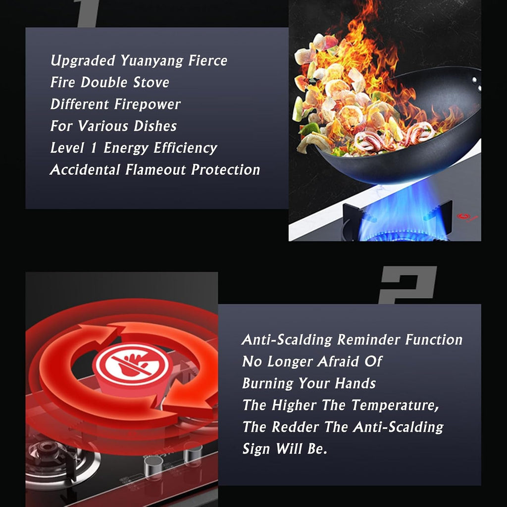 Propane Stove,2 Burners Portable Propane Stove,tempered Glass Gas Cooktop,Maximum 15354BTU for Food Trucks and Family Restaurants (Color : LPG, Size : Style 1)