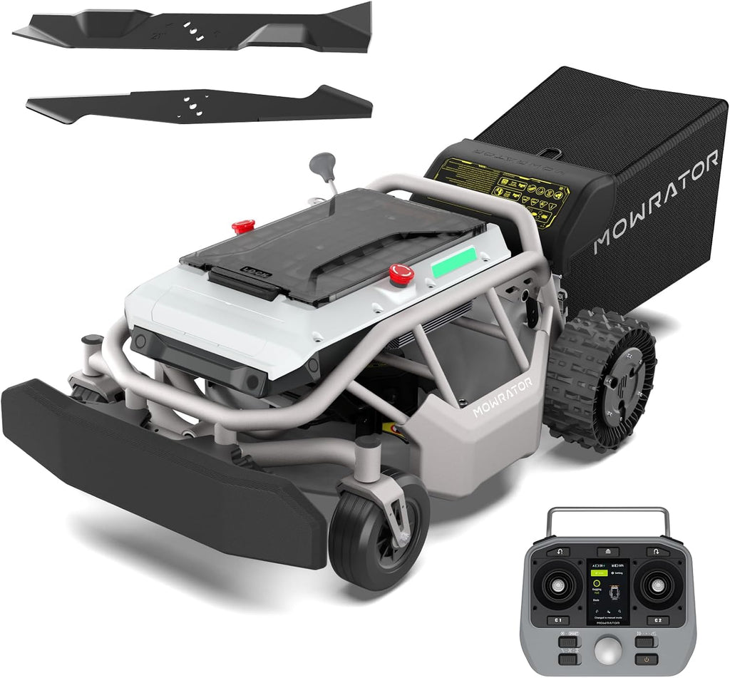 Mowrator S1 2WD 56V 12Ah Remote Control Lawn Mower, 45% (24°) Slope, Upgraded with Deformable Tires & Metal Hubcaps, 21' Steel Blade, 1.8–4.6' Height, Covers up to 0.75 Acre, Mulching Blade Included