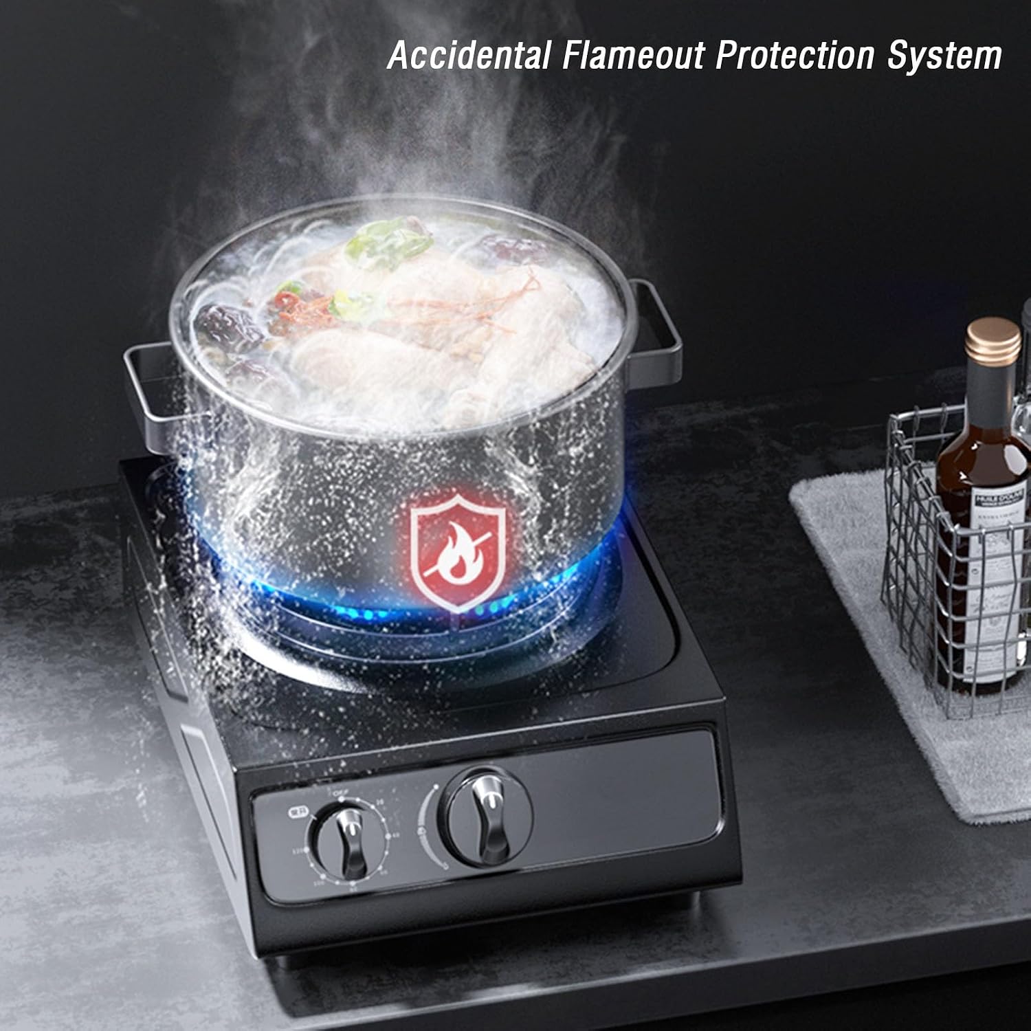 Cassette Stove,Portable Gas Stove,Max 17742.4BTU Single Burner Cassette Stove Piezo-Ceramic Ignition,for Camping Cooking Car Travel Home and Apartment (Color : NG, Size : Style 1)