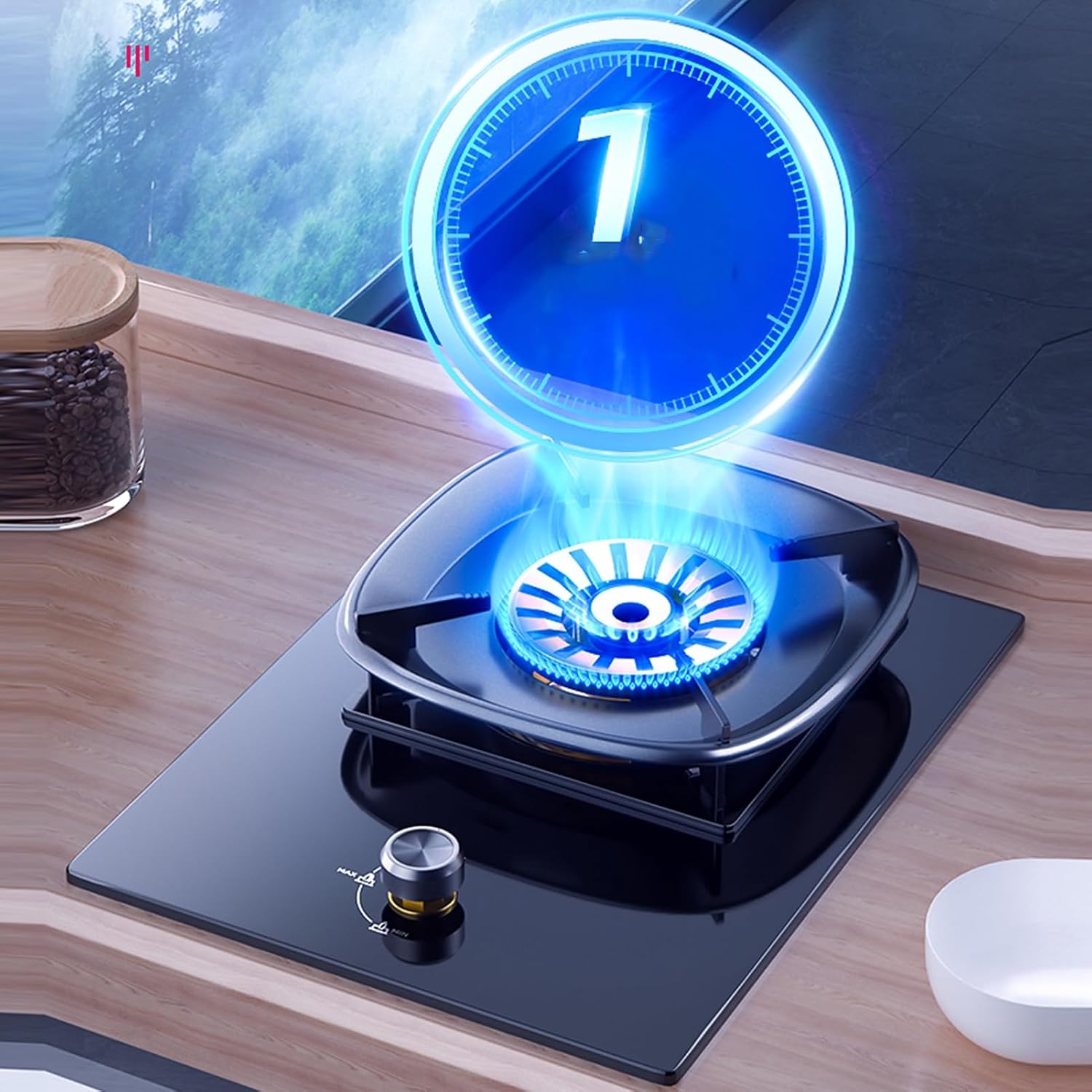 Gas Stove 1 Burner,Portable Gas Stove,Kitchen Counter Top Stove 5.2KW Gas,with Flameout Protection,for Home Kitchen(LPG)