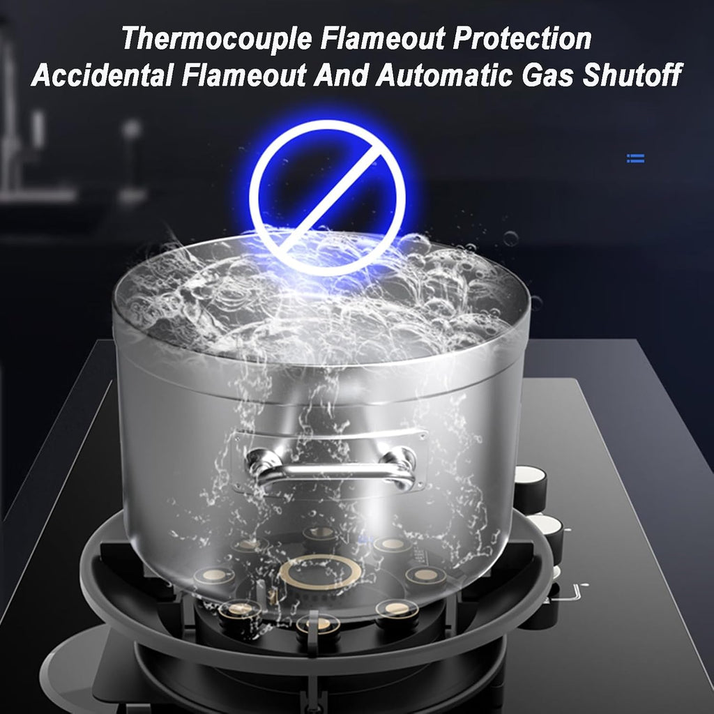 Gas Stove Double Burner,Tempered Glass Cooktop,Flip-top Gas Stove,NG/LPG Convertible Stove,with Flameout Protection and Double-sided Timing(LPG)