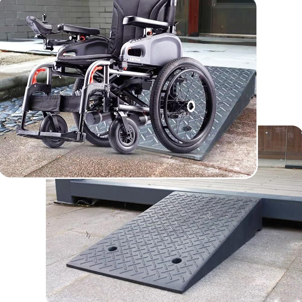 Heavy Duty Rubber Car Curb Ramps Portable Threshold Ramp Loading Ramp Slope Motorcycle Pad for Driveway Sidewalk Loading Dock Black(19.7x31.5x7.1in)