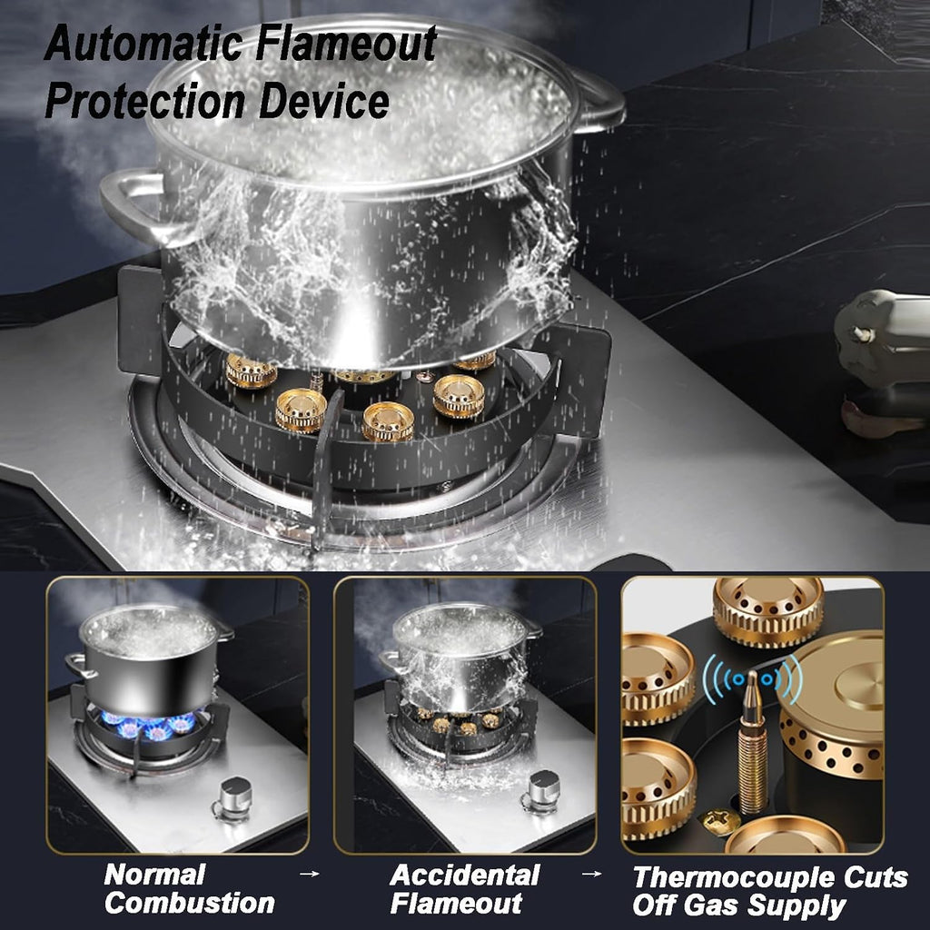 Gas Cooker,Single-Burner Gas Stove,5.2kW Desktop Built-In Cooker,Suitable for Family Restaurants Food Stalls(LPG)