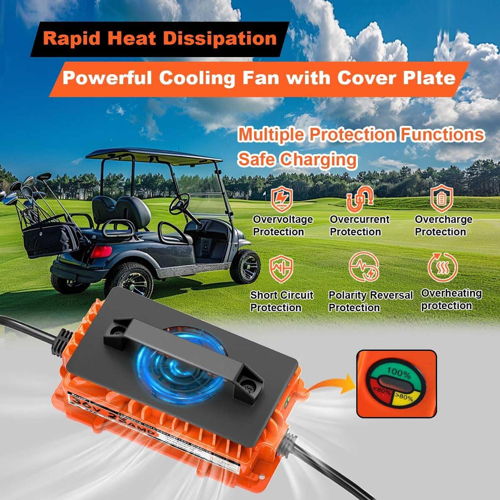 36 Volt 25 AMP Golf Cart Charger for EZGO TXT 36V Golf Cart Battery Charger with 2-Pin D Style Plug Lead-Acid Battery Charger