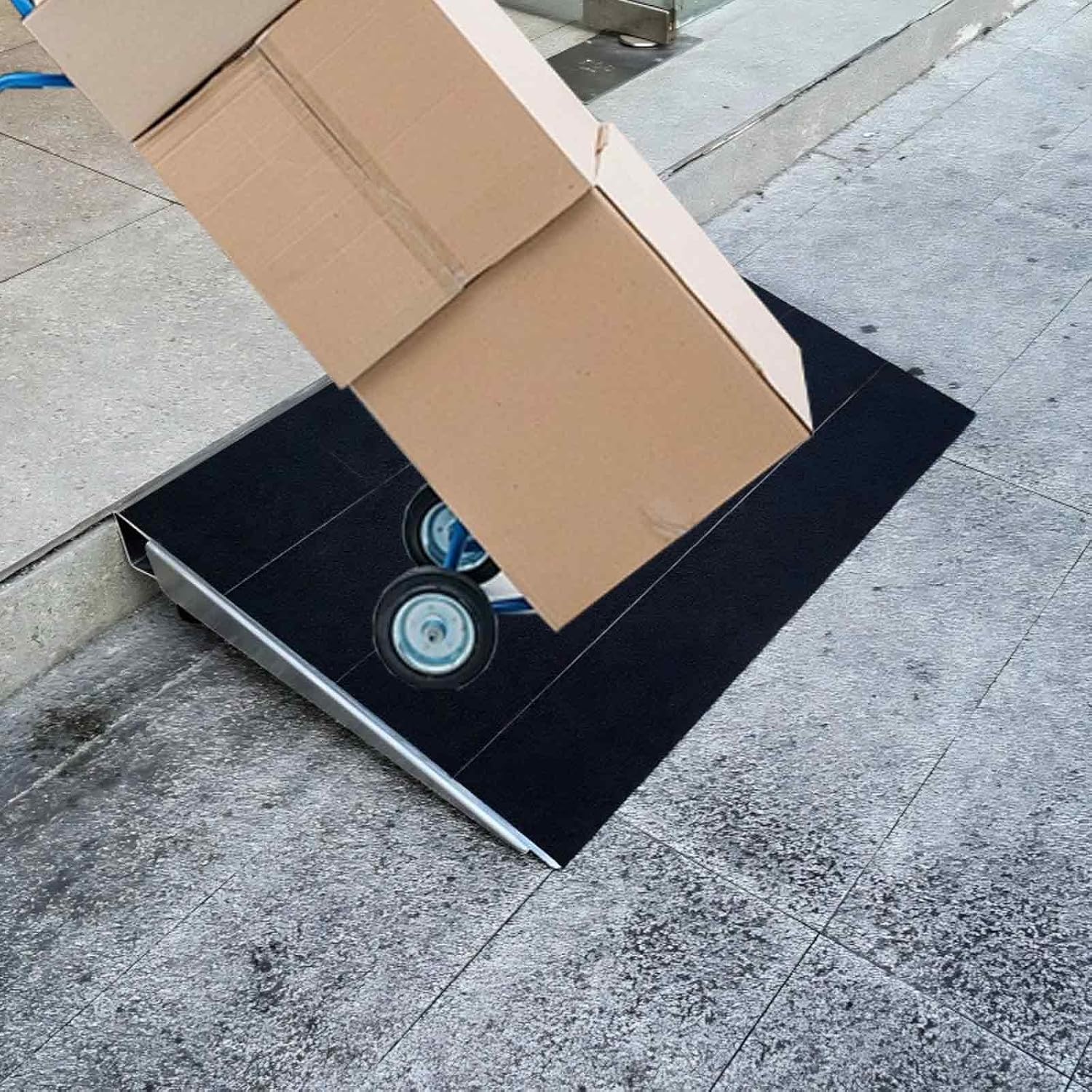 30in Threshold Ramp Non-Skid Aluminum, Portable Ramps for Wheelchairs Adjustable 2.4-5.3in Height, Ramp Pad 661Ib Capacity