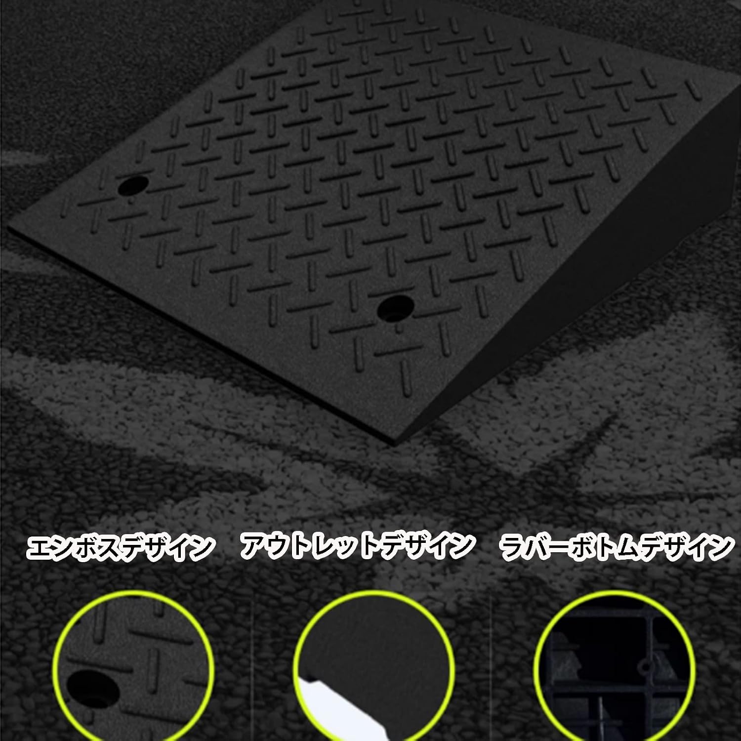 Curb Ramp, Rubber Wheelchair Ramp, Car Ramps Heavy Duty Door Kerb Threshold Ramp with Non Slip Surface, for Driveway, Loading Dock, Sidewalk, Car, Scooter