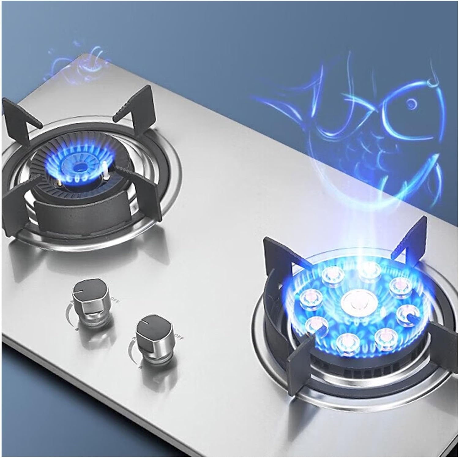 Propane Stove,2 Burners Portable Propane Stove,Stainless Steel Gas Cooktop,Maximum 17742.4BTU Suitable for RV Apartments and Kitchen(silver) (Color : NG)