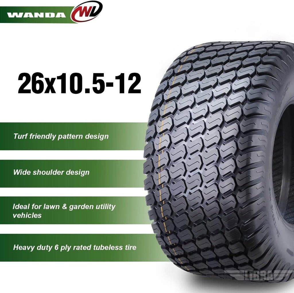 WANDA 26X10.5-12 Lawn Mower Tractor Cart Turf Tire 4 Ply 26x10.5x12-13055