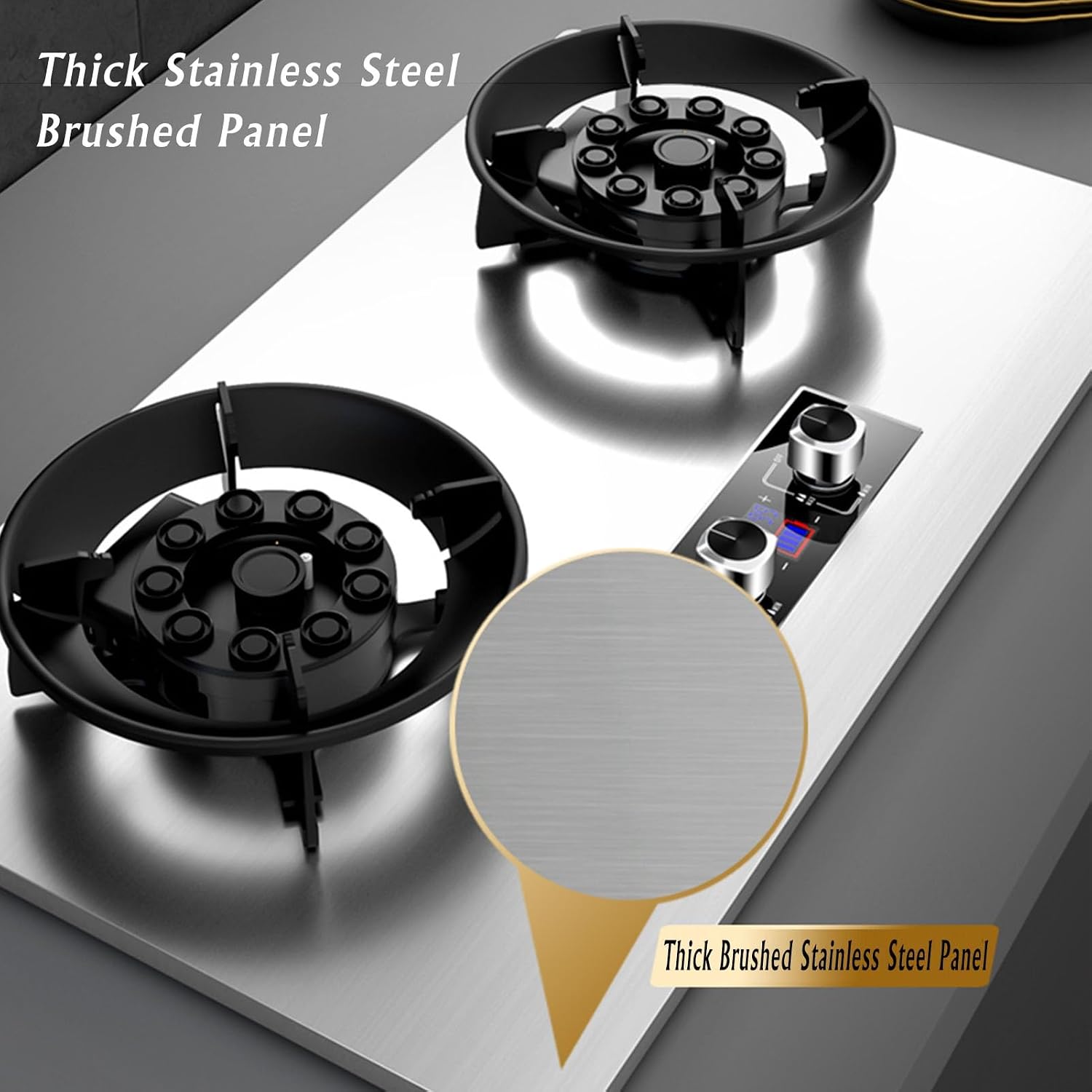 Propane Stove,2 Burners Portable Propane Stove,Stainless Steel Gas Cooktop,Maximum 17742.4BTU for Family Restaurants and Food Trucks (Color : NG, Size : Style 1)