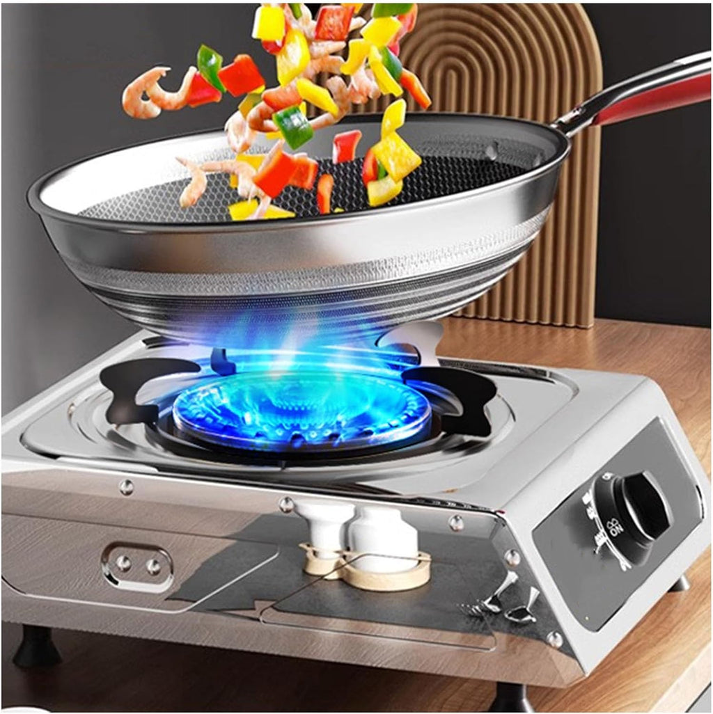 Household Single Burner,Tabletop Stainless Steel Gas Stove,Thermocouple Protected for Easy Cleaning(LPG)(NG) (Size : NG)