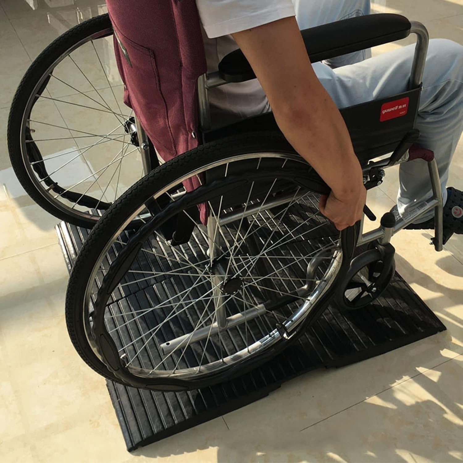 Mobility Scooter/Wheelchair Ramp for Front Door 20' Wide Threshold Ramp for Patio Sliding Door Rubber Bridge Ramp for Driveway/Shed/Doorways 32'x20'x2.5'