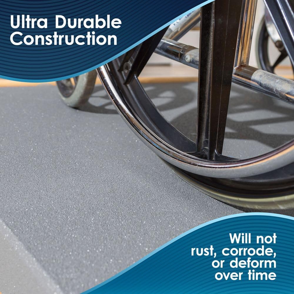 4' Doorway Threshold Ramp for Wheelchair, 800 lb Cap, High-Density Composite, Silver Spring