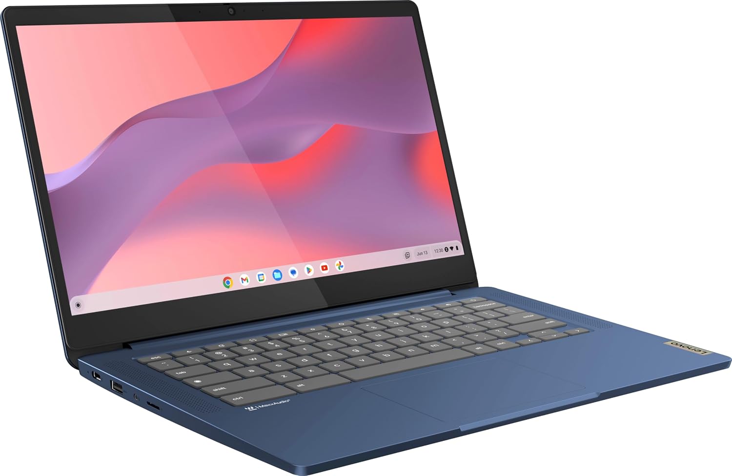 Lenovo IdeaPad Slim 3 14' Chromebook Laptop (14' FHD Touchscreen, 8-Core MediaTek Kompanio 520, 4GB RAM, 128GB(64GB eMMC+64GB SD)), Webcam, 13.5-Hrs Long-Battery Life, IST Card, Chrome OS, Abyss Blue