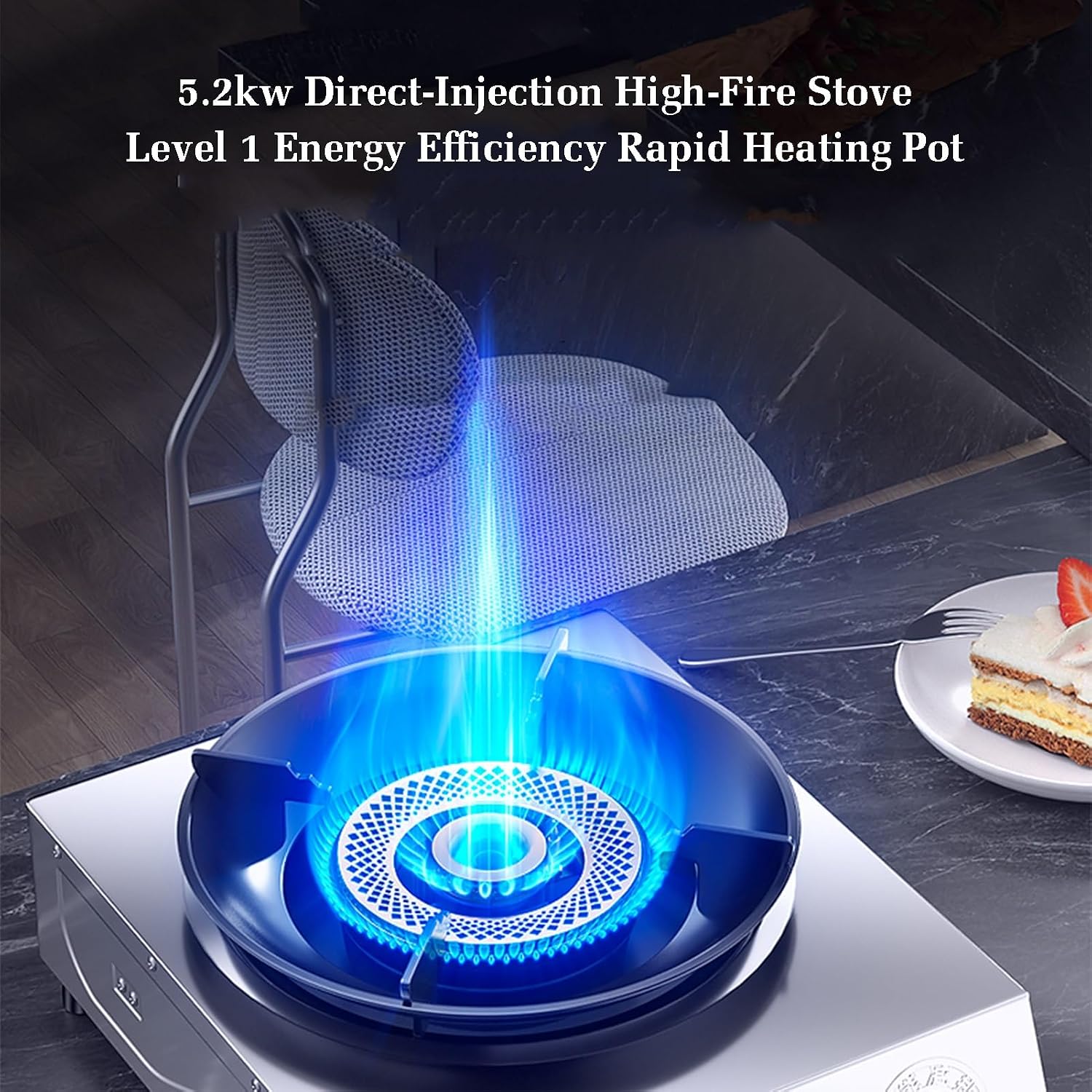 Gas Stove,Single Burner,5.2W Nine-Cavity High-fire Timer,Stainless Steel Catering Indoor Regulators,with Flameout Protection,for Home Kitchen(LPG)