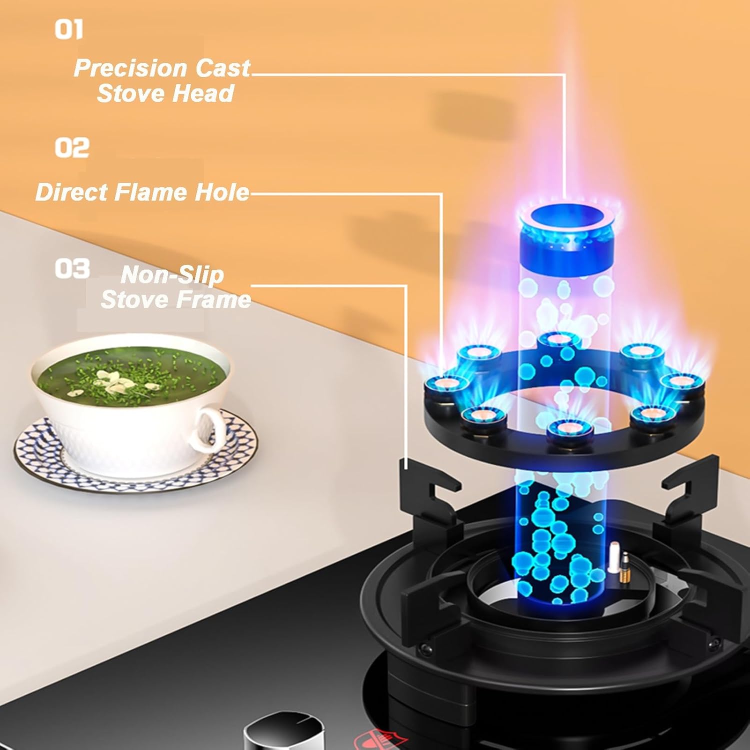 Gas Stove 1 Burner,5.2KW Tempered Glass Gas Stove,Natural Gas/Liquefied Gas Conversion Stove,Tabletop/Embedded,with Safety Shutoff Device and Timer(NG)