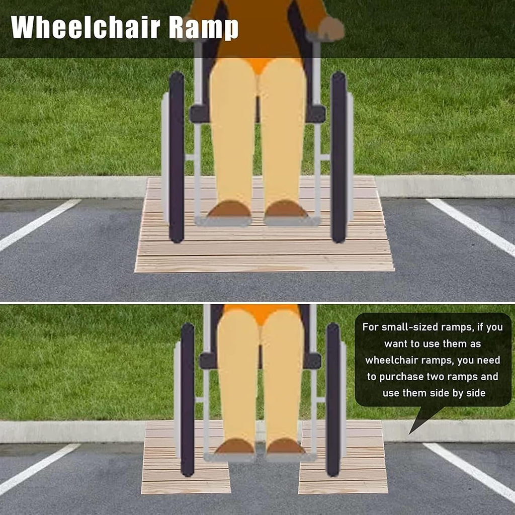 Ramps Threshold Ramp, Threshold Ramp Wooden, Front Door Step Slope, Curb Ramp for Wheelchairs, Mobility Scooters, Power Chairs(60x45x18cm/23.6x17.7x7in)
